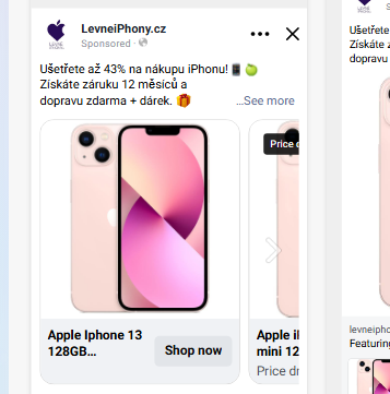 Původní reklama Levné iPhony